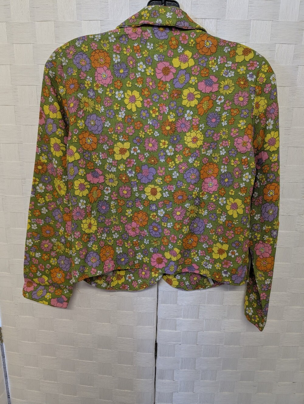 Vintage Suit 1960s Fabric Floral Green Patterned Mint Condition - Picture 5 of 7